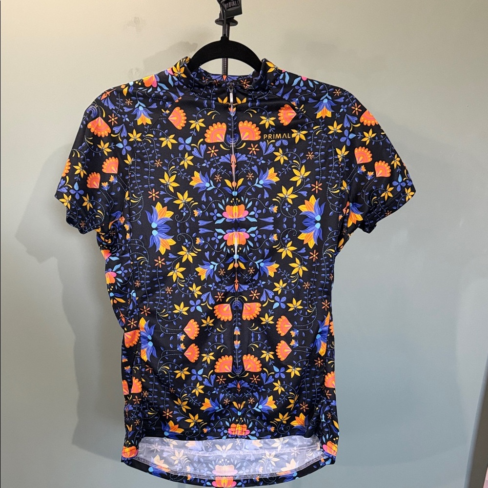 Primal Floral Short-Sleeve Cycling Jersey - Black/Blue/Orange